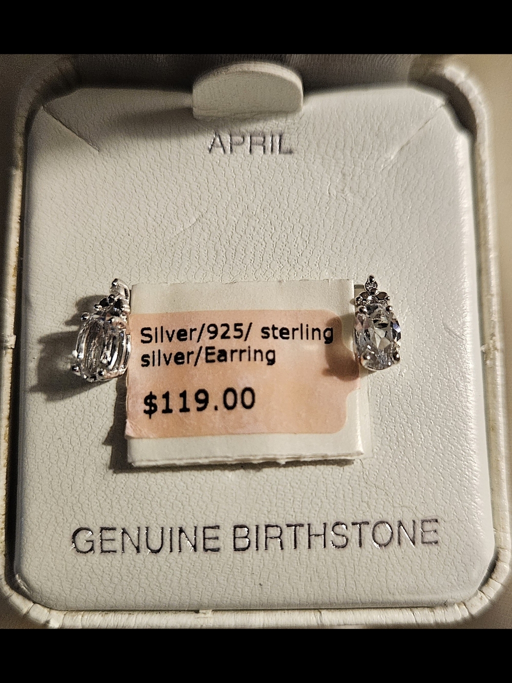 Sterling Silver Clear Cubic Zirconia Stud Earrings - April Birthstone